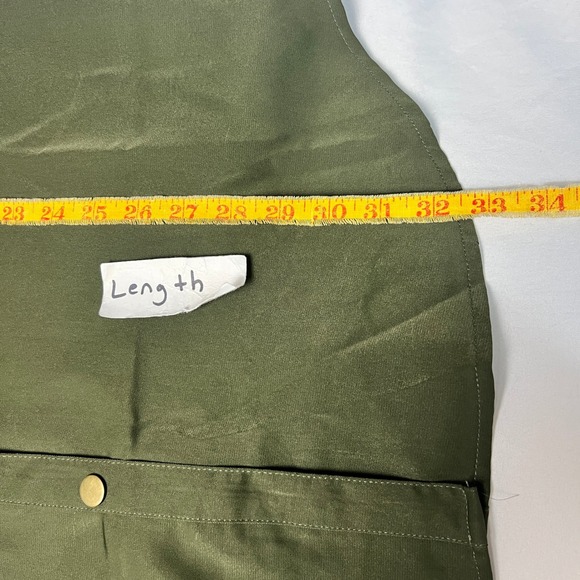 NWT Hers & Mine Olive Green Satin Button-Down Shirt Long Sleeve Oversized L - Picture 8 of 12